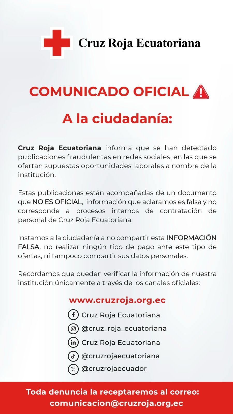 Comunicado importante
